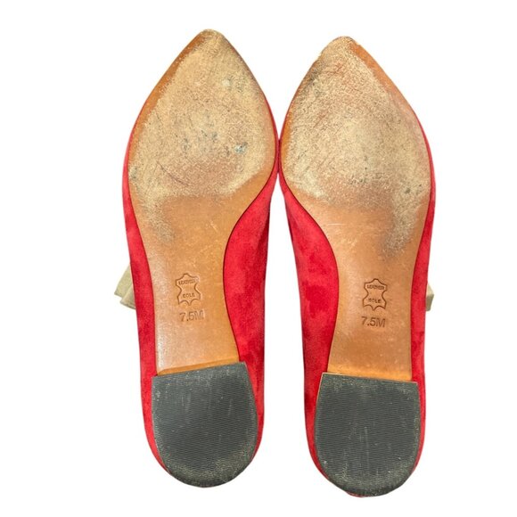 Tory Burch Red Suede Pointed Toe Flats Womens Size 7.5M - Picture 5 of 10